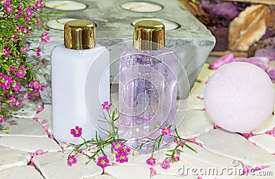 Two bottles of floral perfume Stock Photo