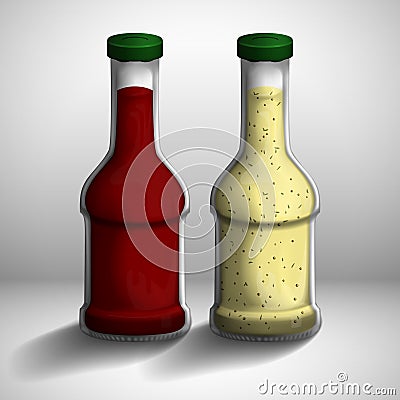 Two bottles of sauce. Vector Illustration