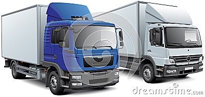 Two box trucks Stock Photo