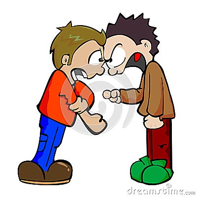 Two boys fighting Cartoon Illustration