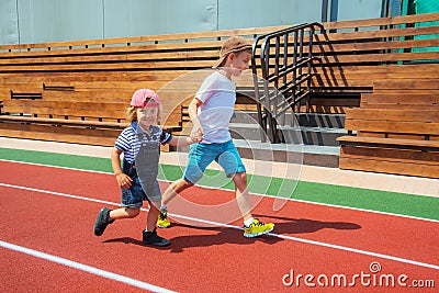 Two Boys Running Stock Photo