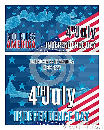 Two bright posters on the day of independence of America. stock Stock Photo