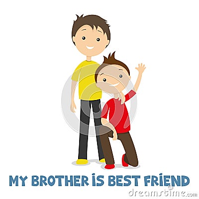 Two brothers together Vector Illustration