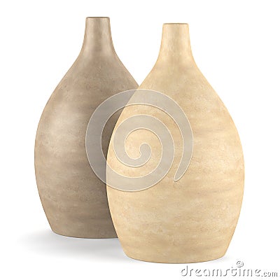 Two brown ceramic vases isolated on white Stock Photo