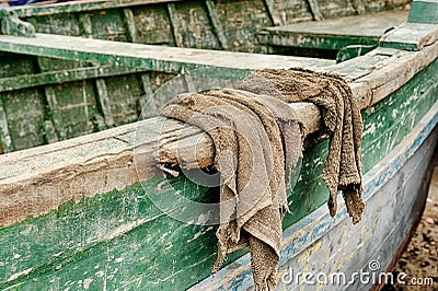 Fishing Boat Hull With Rags Stock Photo