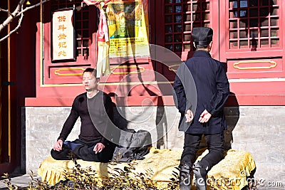 Two Buddhist believers in the heart repair Editorial Stock Photo