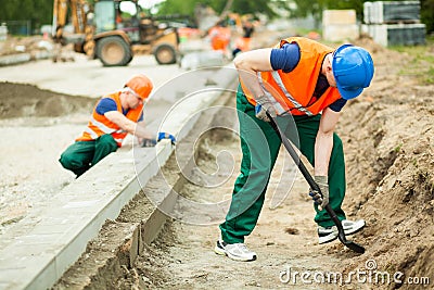 Two builders working Stock Photo