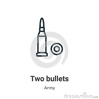 Two bullets outline vector icon. Thin line black two bullets icon, flat vector simple element illustration from editable army Vector Illustration