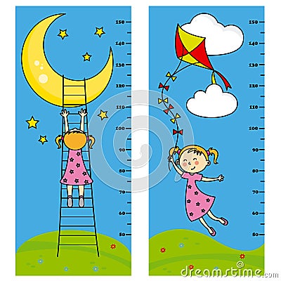 Two bumper girl meter wall Vector Illustration