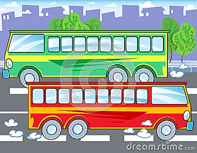 Two buses Vector Illustration