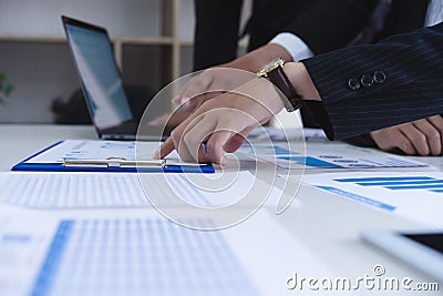 Two business discussing corporate financial report,board of directors planning project.Business Analysis and Strategy concept Stock Photo