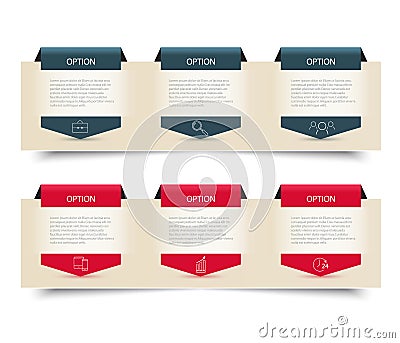 Two business infographics banner with arrows cut from paper Vector Illustration