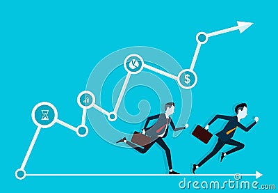 Two business man competitive in business on graph Vector Illustration