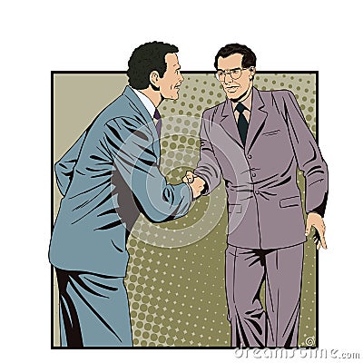 Two business man shaking hands. Stock illustration. Vector Illustration