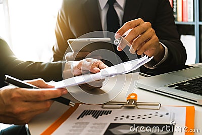 Two business meeting professional investor working together Stock Photo