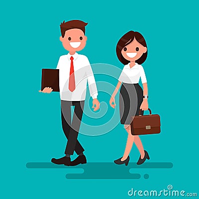 Two business partner go together. Vector illustration Cartoon Illustration