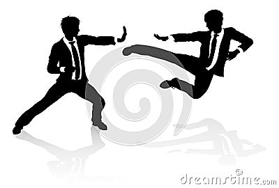 Business Competition Concept People Fighting Vector Illustration