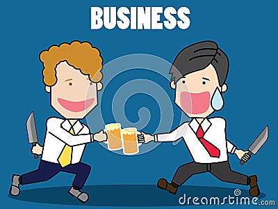 Two businessman with beer. Vector Illustration