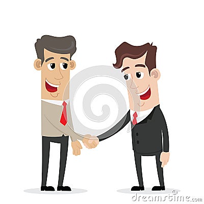 Two businessman enter into a handshake agreement Vector Illustration