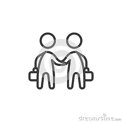 Two businessman handshake line icon Vector Illustration