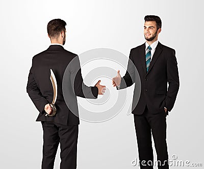 Two businessman shake hands Stock Photo