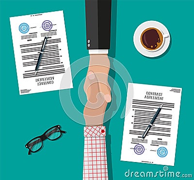 Two businessman shake hands Vector Illustration