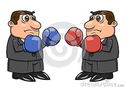 Two businessmen with boxing gloves 2 Vector Illustration