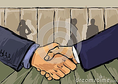 Two businessmen handshake Vector Illustration