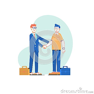 Two businessmen shake hands,Business partnership meeting concept. Vector illustration Vector Illustration