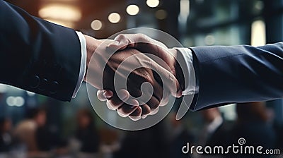 Two businessmen shake hands while making a deal. Ai generative Stock Photo