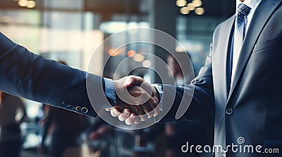 Two businessmen shake hands while making a deal. Ai generative Stock Photo