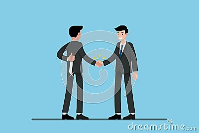 Two Businessmen standing and shake hands each other. Vector Illustration