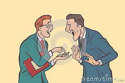 Two businessmen talking and laughing. Friends joke Vector Illustration