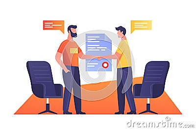 Two businessmen talking about serious topic Vector Illustration