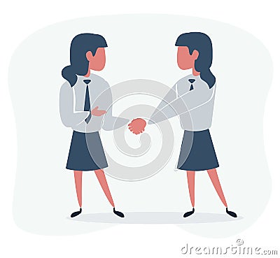 Two Businesswomen Shaking . Vector Illustration