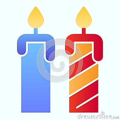 Two candles flat icon. Candlelight vector illustration isolated on white. Flame gradient style design, designed for web Vector Illustration