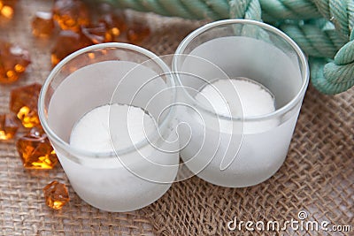 Candles with beads Stock Photo