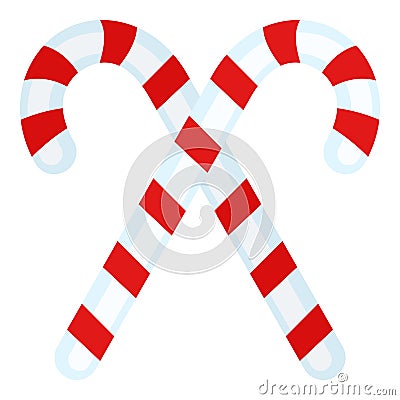 Two Candy Canes Flat Icon on White Vector Illustration