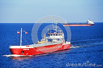 Two cargo ships Editorial Stock Photo
