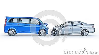 Two cars crashed in accident. Side view Stock Photo