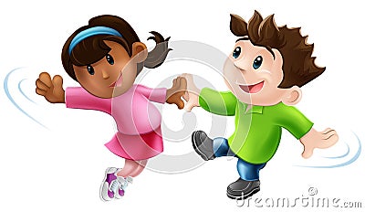 Two cartoon dancers dancing Vector Illustration