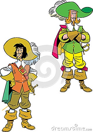 Two cartoon Musketeers Vector Illustration