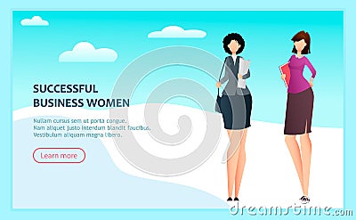 Business women. Two cartoon successful businesswomen Vector Illustration