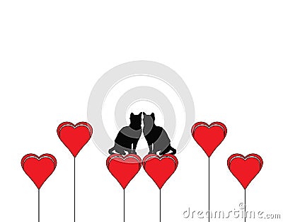 Two cats in love with heart Stock Photo