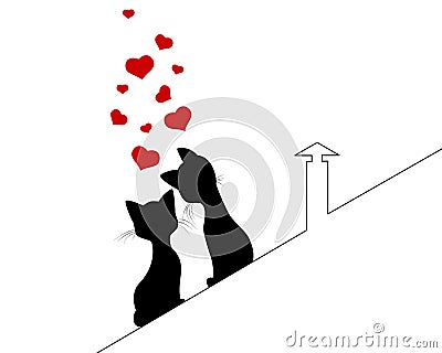Two cats love Vector Illustration