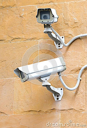 Two CCTV Security Cameras. Stock Photo