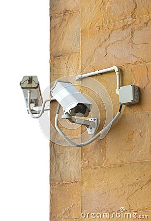 Two CCTV Security Cameras. Stock Photo