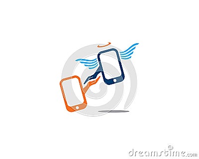 Two cellphone one helping other Vector Illustration