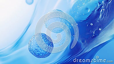 Two cells joining and fusing, symbolizing the process of cell fusion Stock Photo