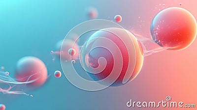 Two cells joining and fusing, symbolizing the process of cell fusion Stock Photo